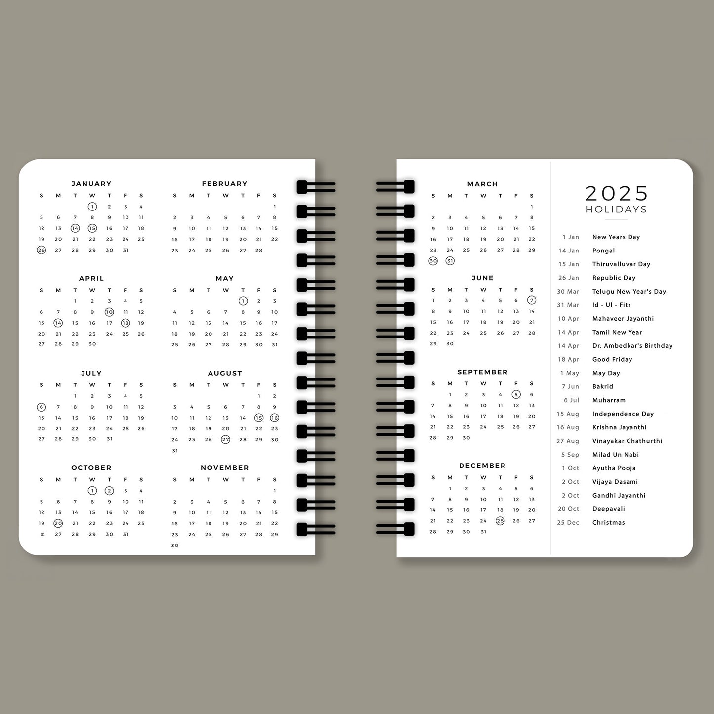 Wild Bouquet Spiral 2025 Planner - A5 Size Soft Case Weekly Planner with 100gsm paper - Floral Design