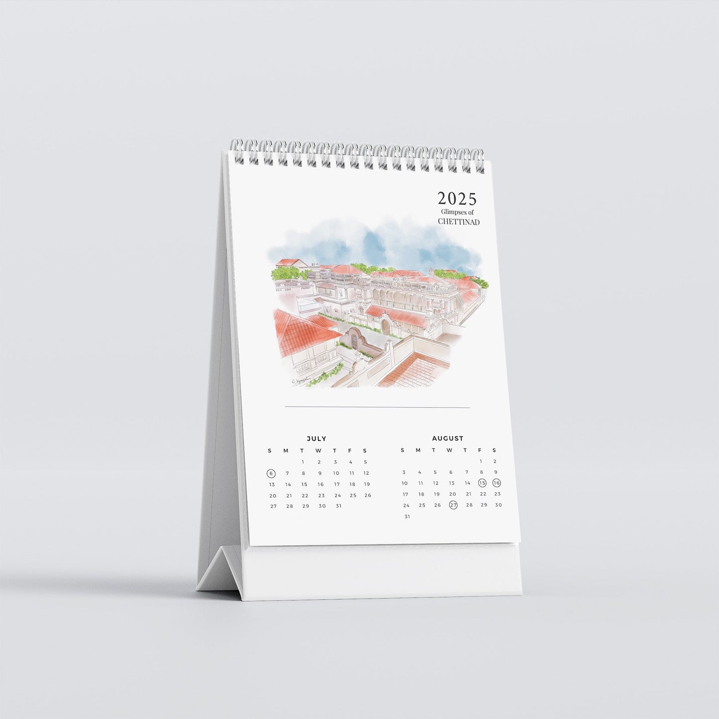 2025 Table Top Calendar - Glimpses of Chettinad - PaperKaite