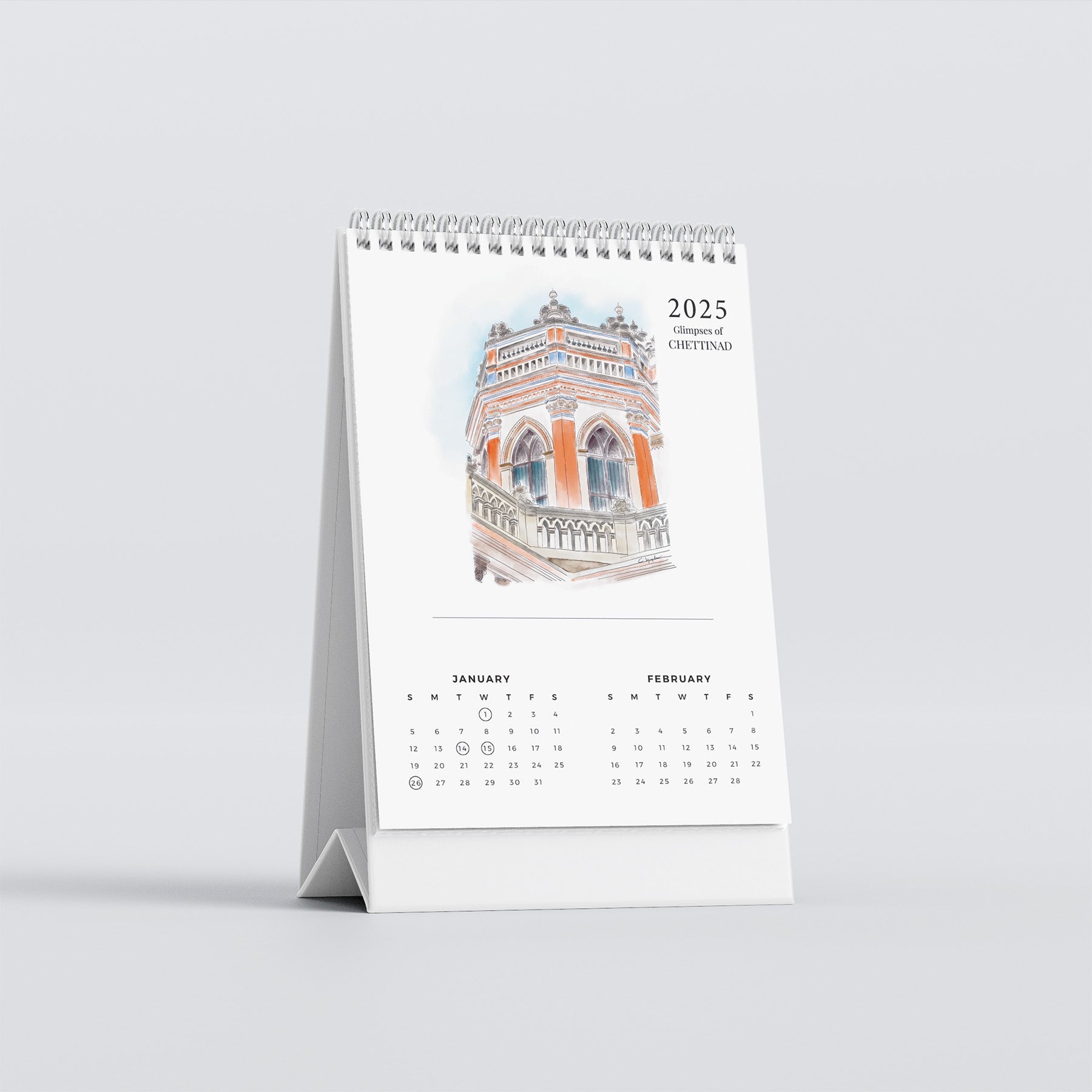 2025 Table Top Calendar - Glimpses of Chettinad - PaperKaite