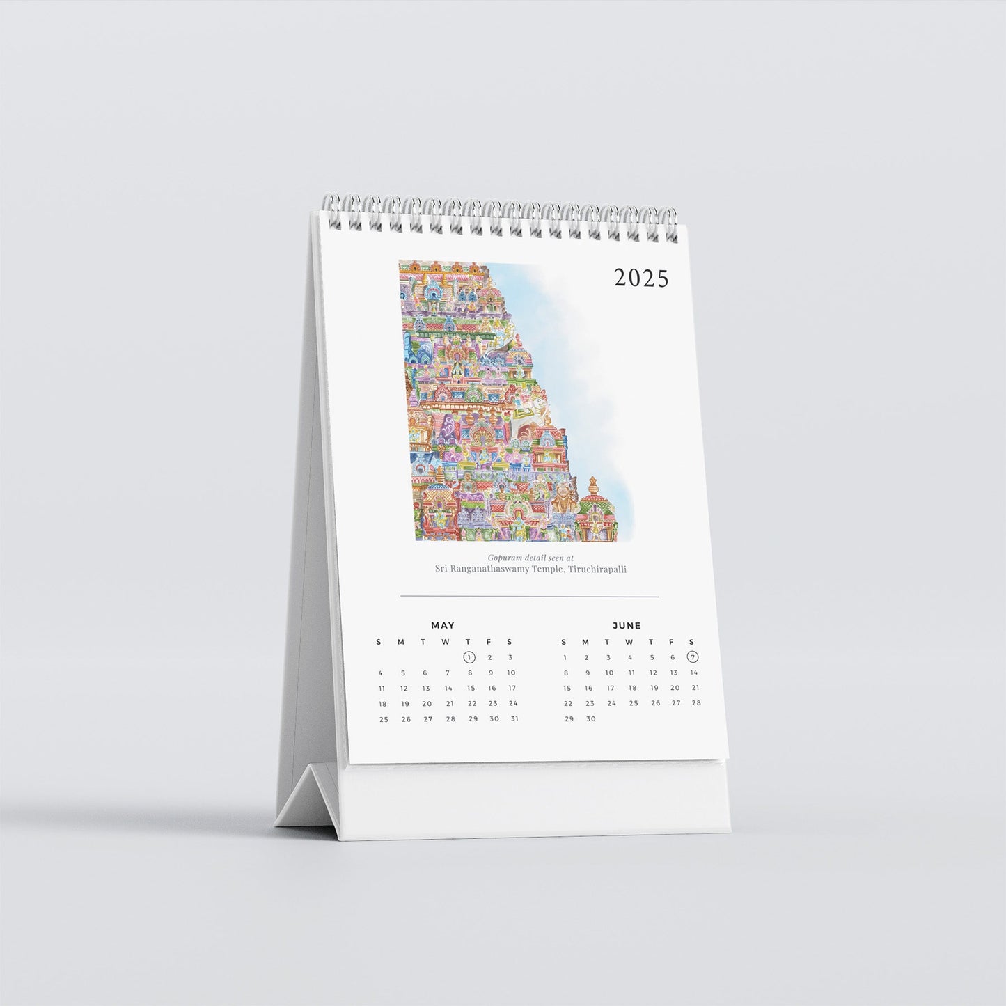 2025 Table Top Calendar - Temples of Tamil Nadu - PaperKaite