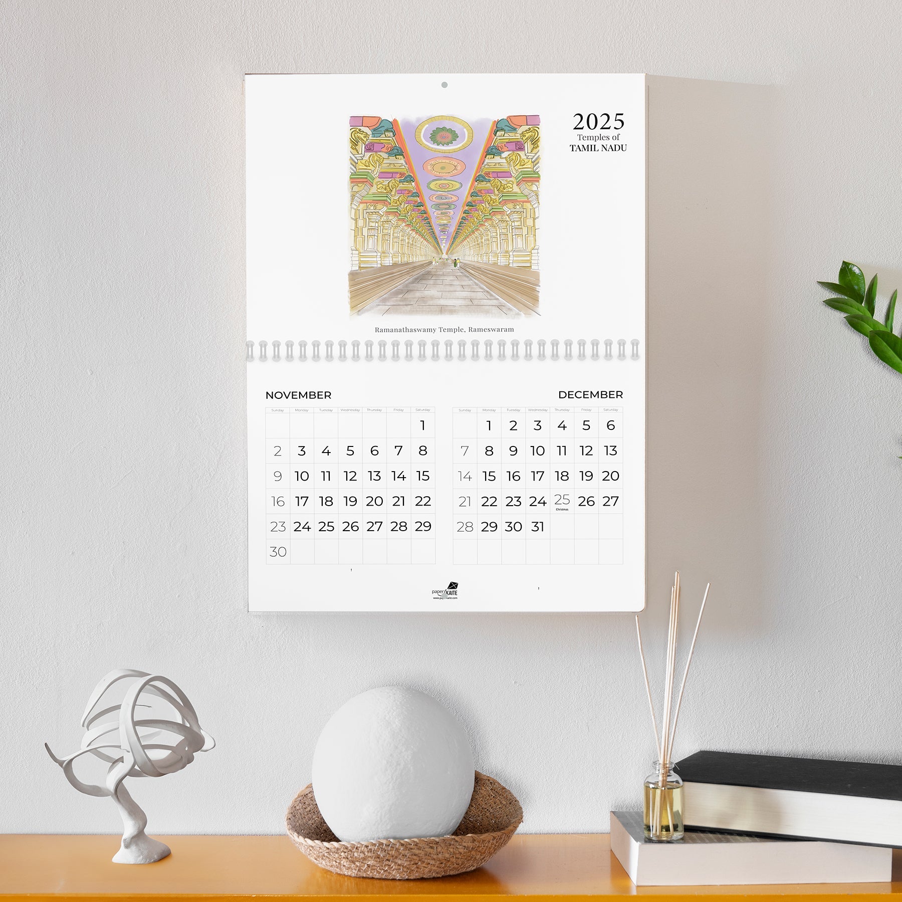 2025 Wall Calendar - Temples of Tamil Nadu - PaperKaite