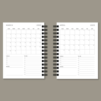 Vanna Mayil Hardbound Spiral 2025 Planner - Hard Case Weekly Planner with 100gsm paper - Traditional Indian Design