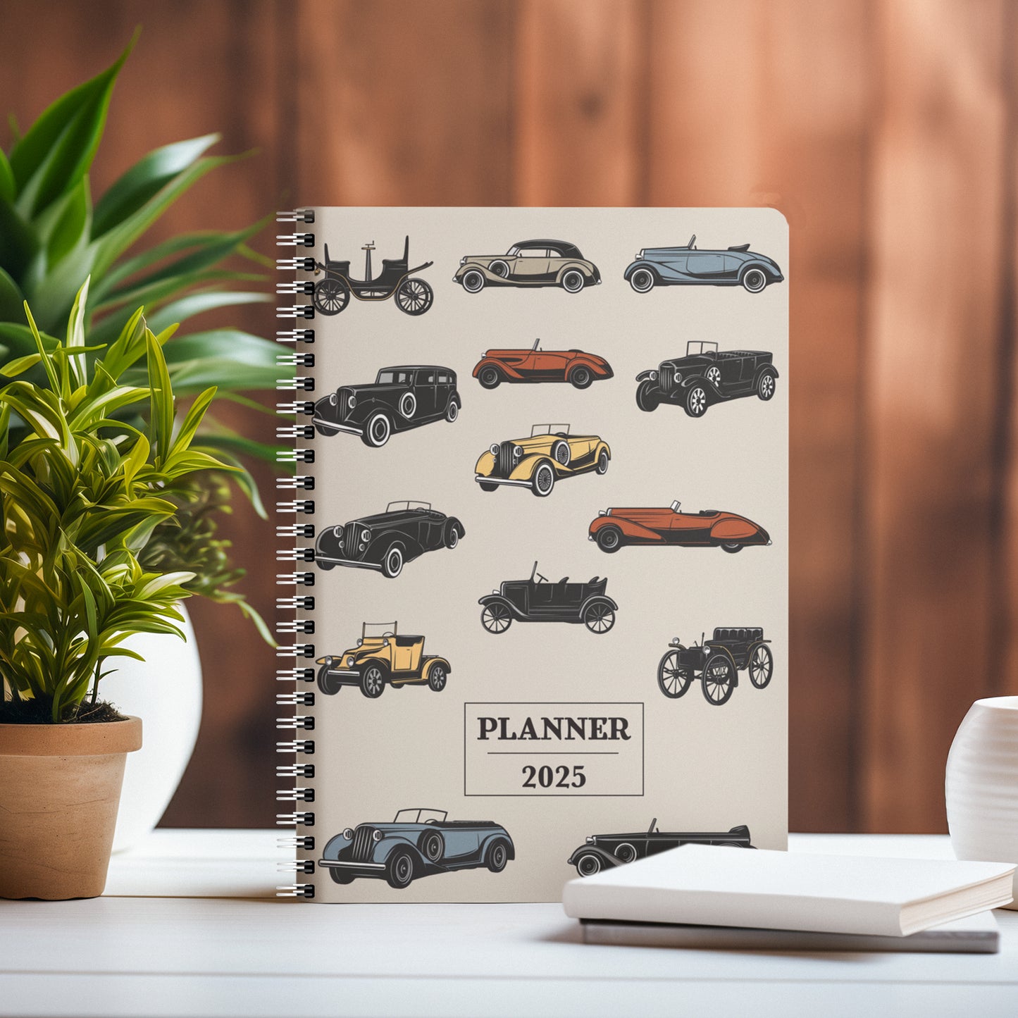 Vintage Cars 2025 Planner - A5 Size Soft Case Weekly Planner with 100gsm paper - Gifting for Men