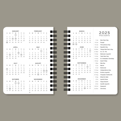 Blush Spiral 2025 Planner - A5 Size Soft Case Weekly Planner with 100gsm paper - Floral Design - PaperKaite