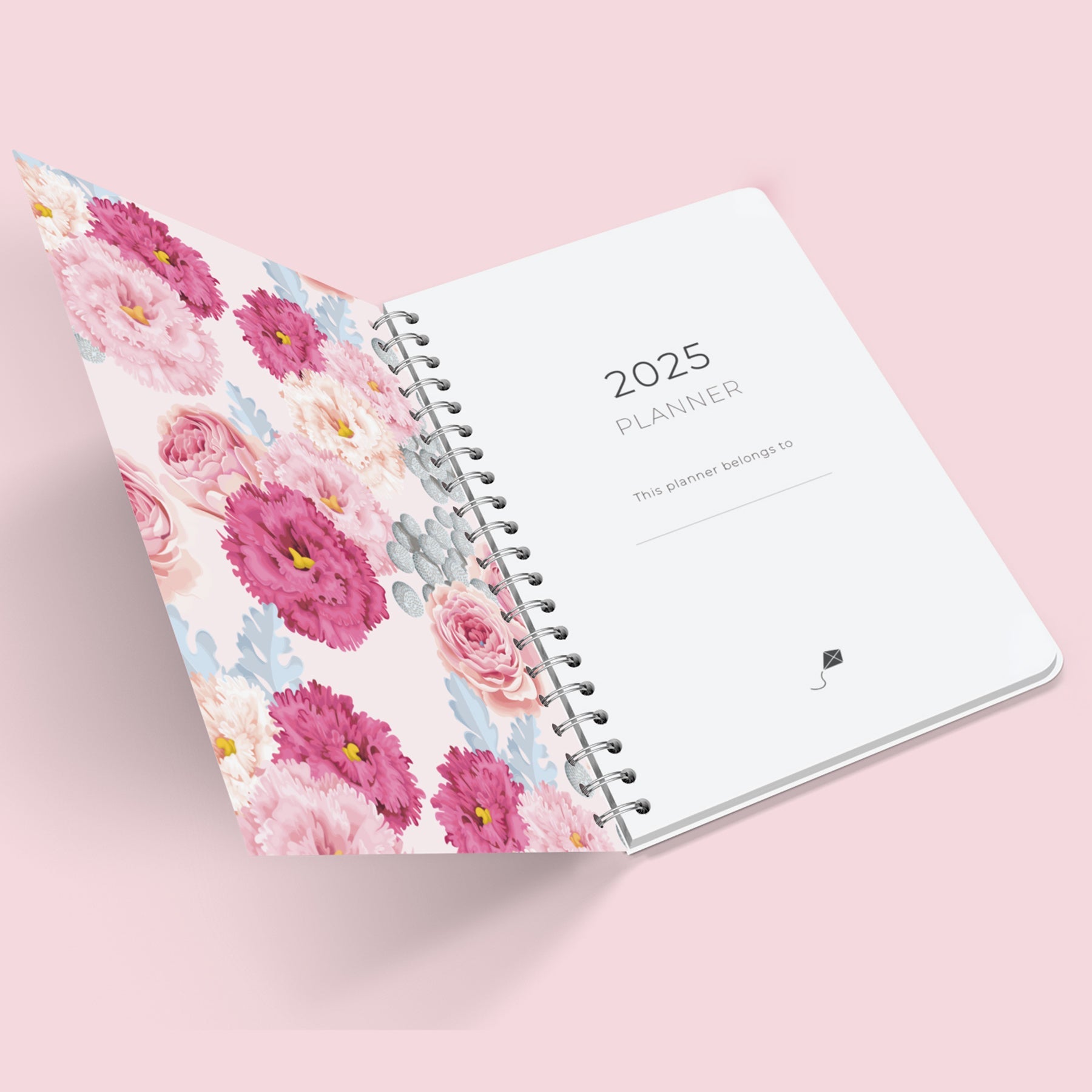 Blush Spiral 2025 Planner - A5 Size Soft Case Weekly Planner with 100gsm paper - Floral Design - PaperKaite