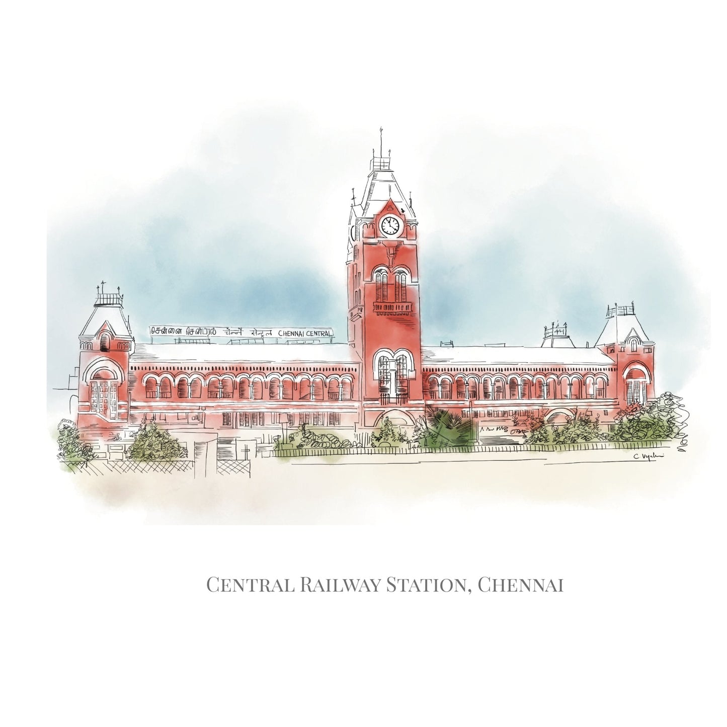 Chennai Central Station Square Hard Case Journal - PaperKaite