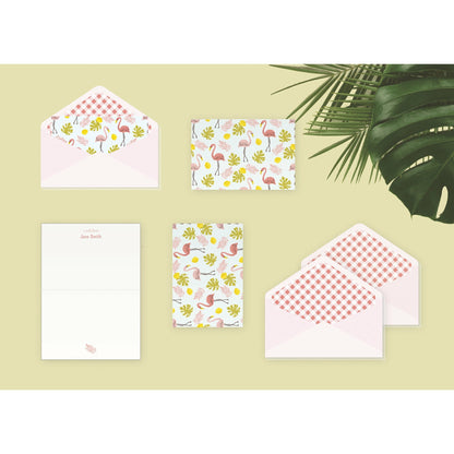 Flamingo Summer Customized Note Card Set - PaperKaite