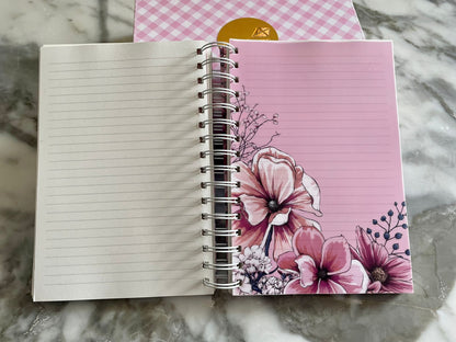 Floral Dreams Five Subject Divided Hardbound Spiral Journal - PaperKaite