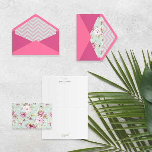 Pink Sky Customized Note Card Set - PaperKaite