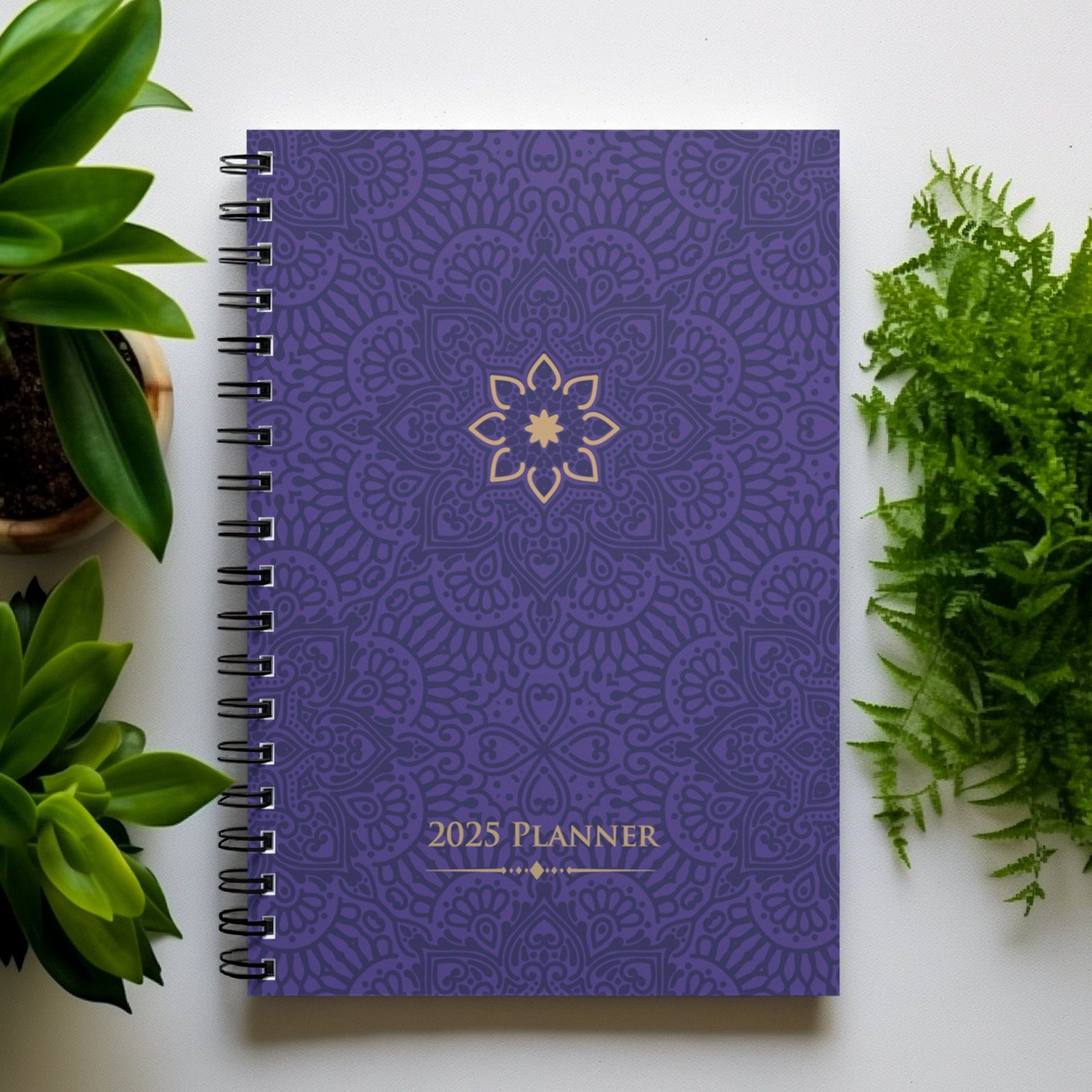 Royal Purple Hardbound Spiral 2025 Planner - Hard Case Weekly Planner with 100gsm paper - PaperKaite