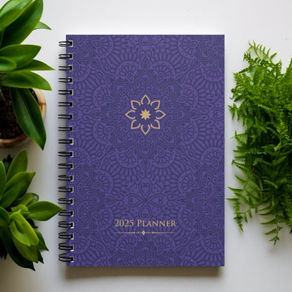 Royal Purple Hardbound Spiral 2025 Planner - Hard Case Weekly Planner with 100gsm paper - PaperKaite