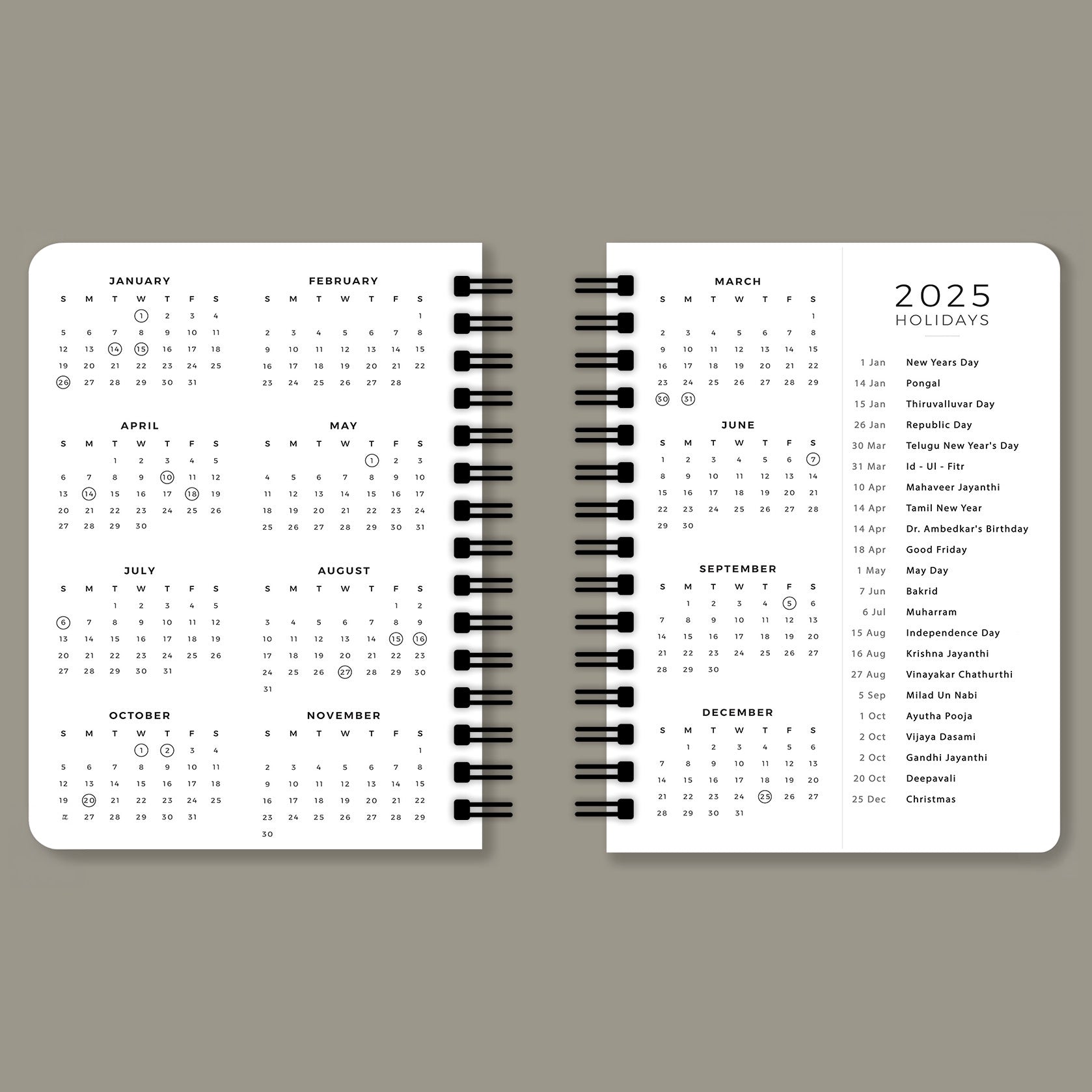 Sahana 2025 Planner - A5 Size Soft Case Weekly Planner with 100gsm paper - Ethnic Indian Design - PaperKaite