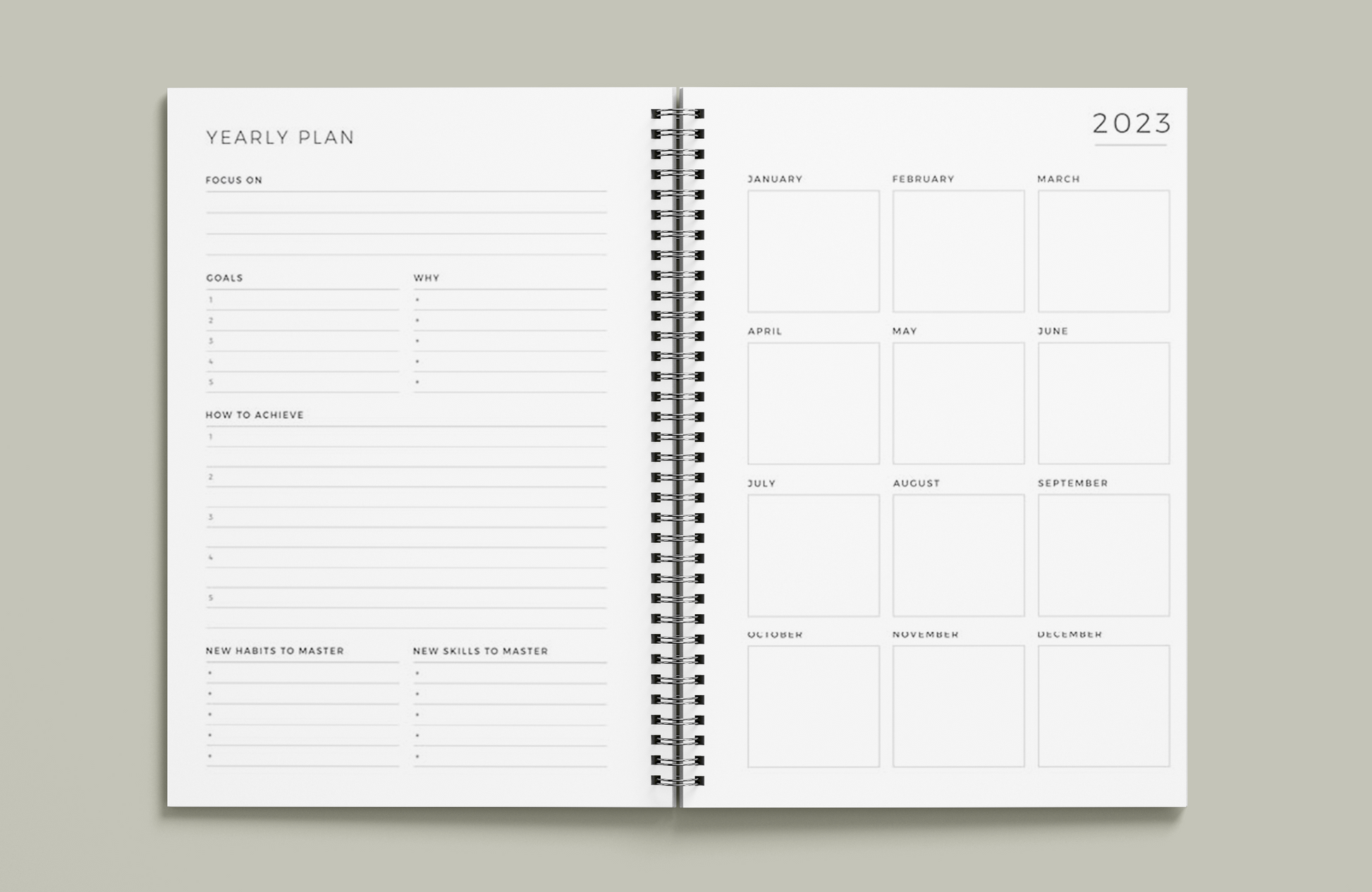 2024 Flores 12-Month Softcover Spiral Planner - Magnolia